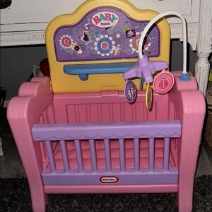 Little Tikes Baby Born Pink Baby Doll Crib Cradle with side Chair